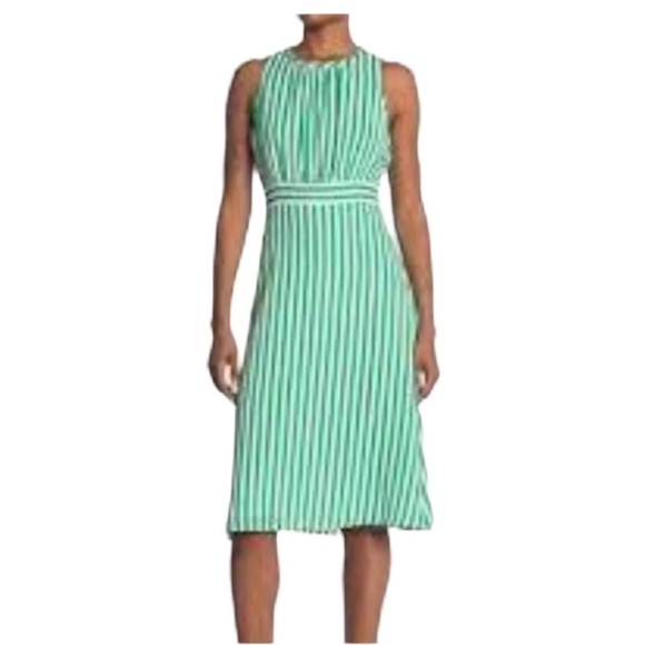 Anthropologie Dresses & Skirts - NWT Women’s Tash + Sophie Anthropologie Green & White Striped Midi Dress Size 12